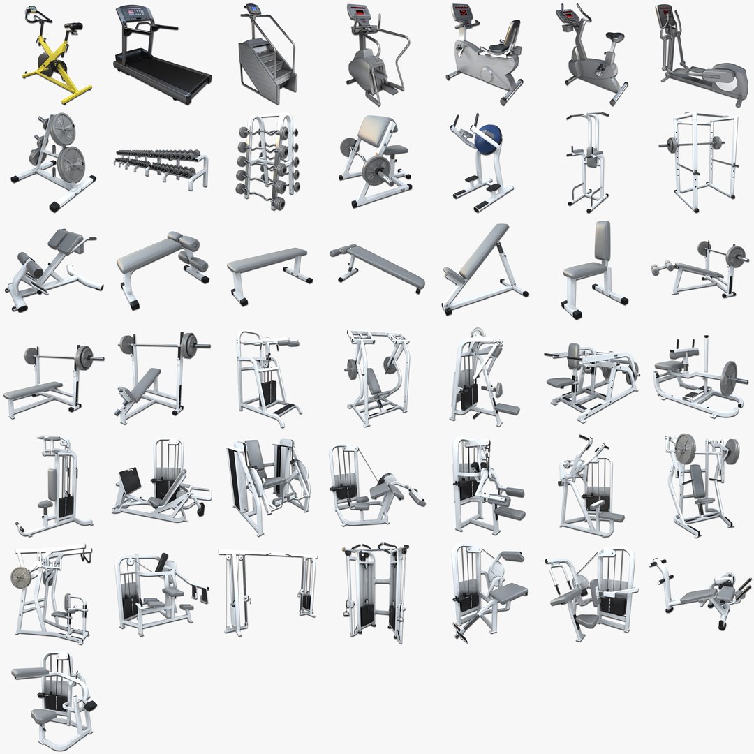 gym equipment set weight 3d model