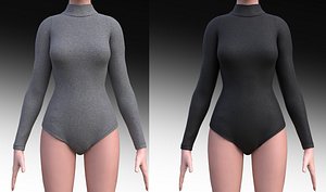 turtleneck bodysuit grey and black swimsuit