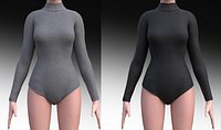 turtleneck bodysuit grey and black swimsuit
