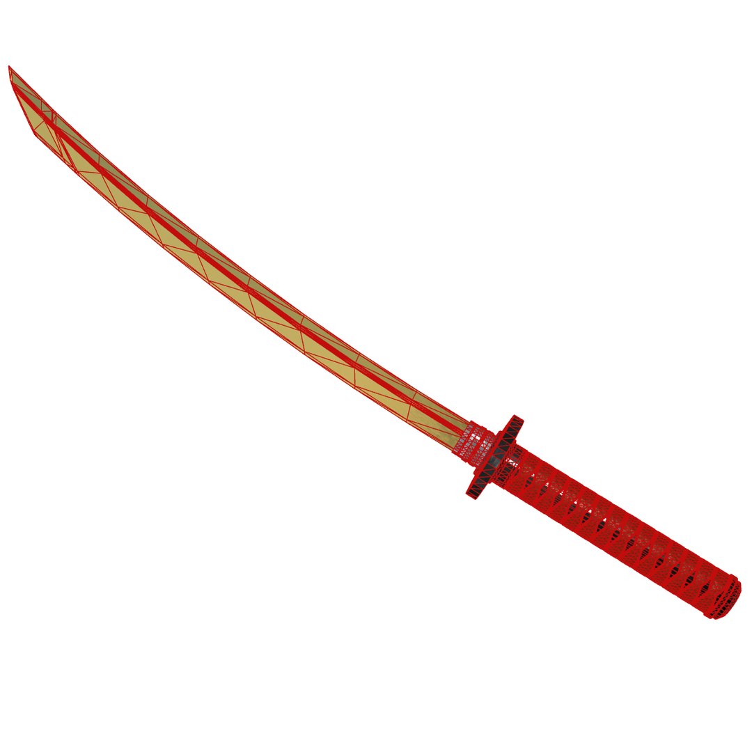 Shinken No Kinsetsu The Golden Blade Katana With Crimson Tsuka Model ...