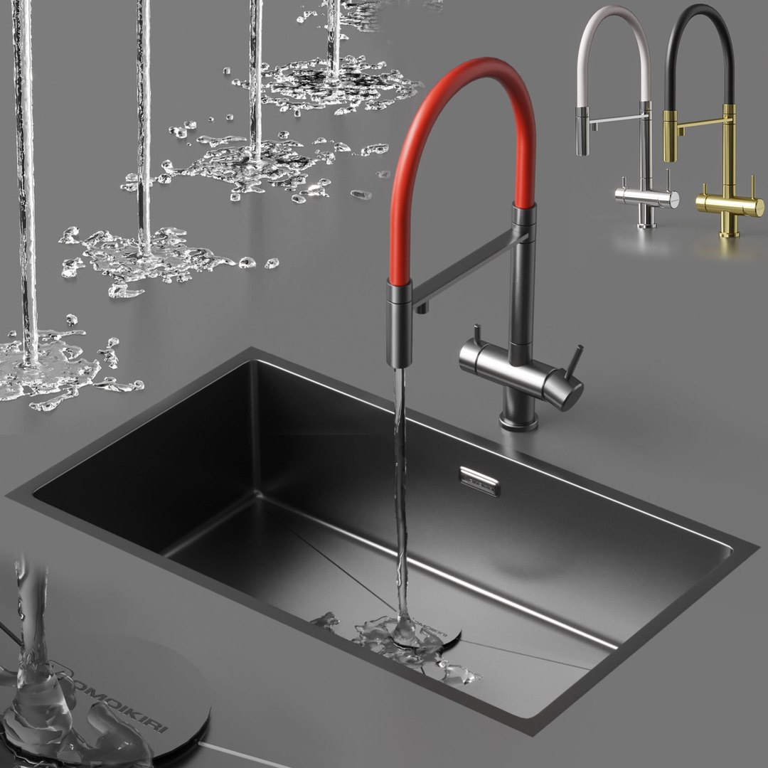 Mixer KANTO LG-BL And Sink TAKI 74-UIF IN By Omoikiri 3D - TurboSquid ...