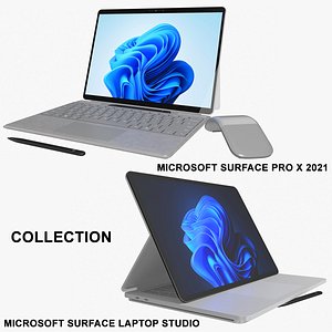 Microsoft Surface Pro X 2021 and Surface Laptop Studio Collection 3D model