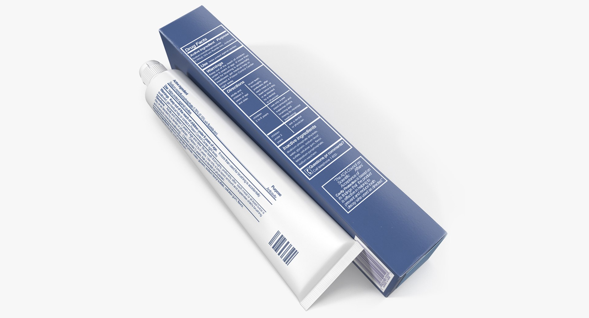Tube and Box Toothpaste 3D Model 3D model preview