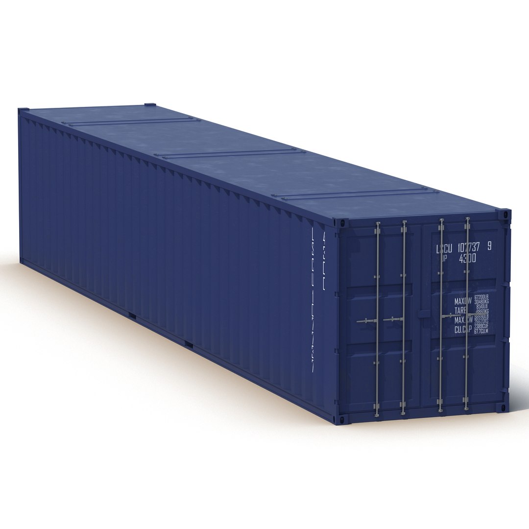 48 ft Shipping ISO Container Blue 3D model preview