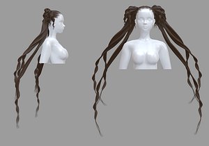 Pigtails Stylized Hairstyle 3D
