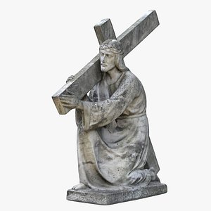 christ holding cross statue 3D model