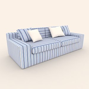 Couch sofa with blue-white stripes