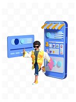 Shopping scene of 3d cartoon