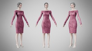 3D Dress 11 Dusty Rose Velvet