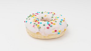 3D Doughnut glazed with colorful balls or bubbles model