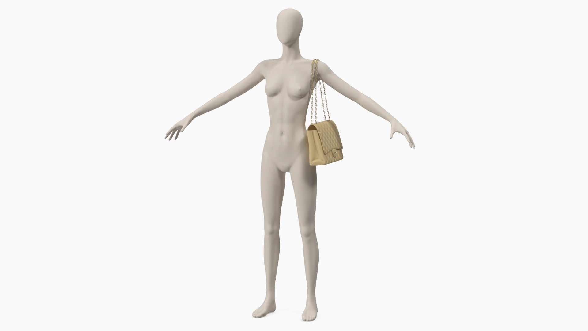Leather Classic Womens Handbag on Mannequin 3D model preview