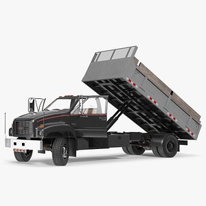 Chevrolet Kodiak C6500 Open-Bed Transport Truck Black-Gray Rigged for Cinema 4D