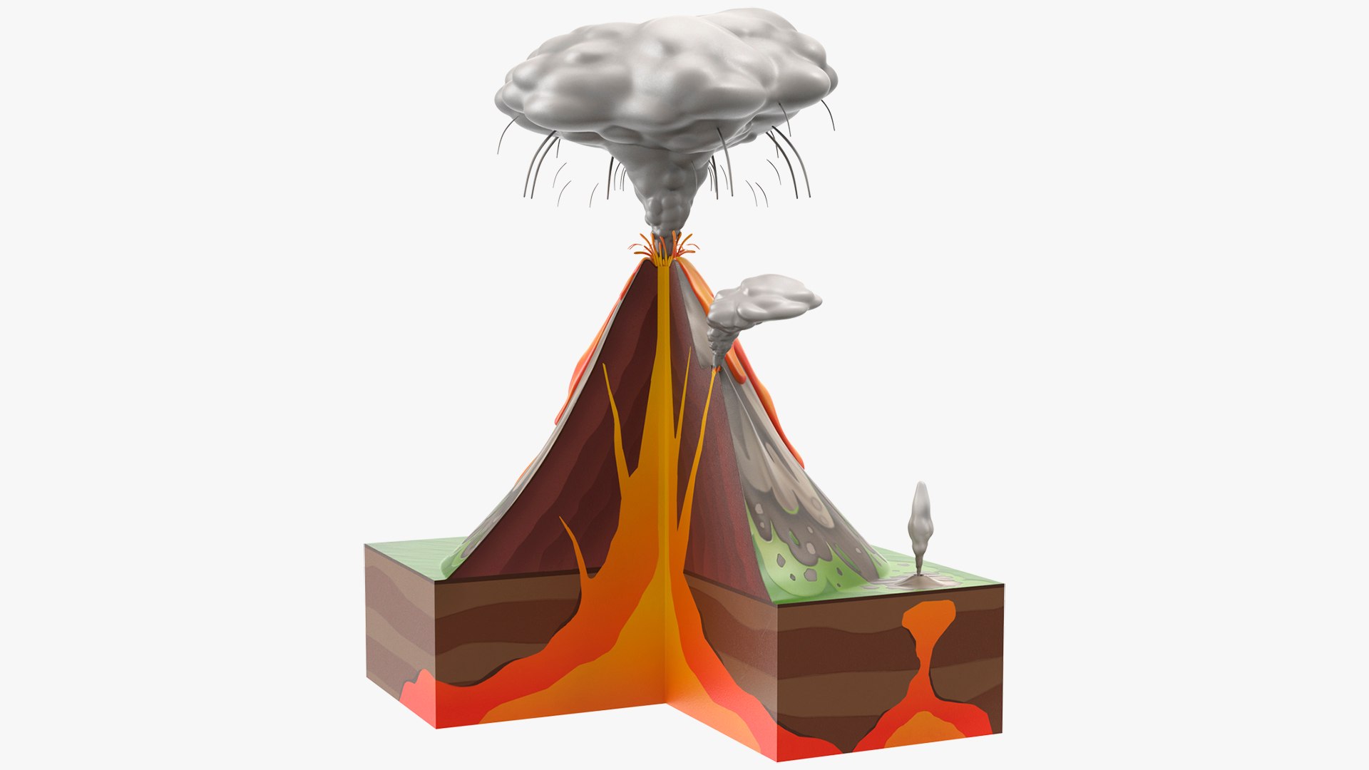 Cross Section Of Volcano 3D Model - TurboSquid 2264120