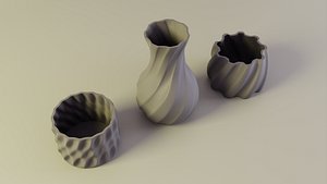 3D Vases 3 pcs 3D printed