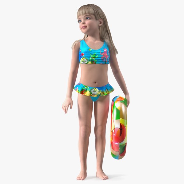 Standing Child Girl Beach Style 3D model