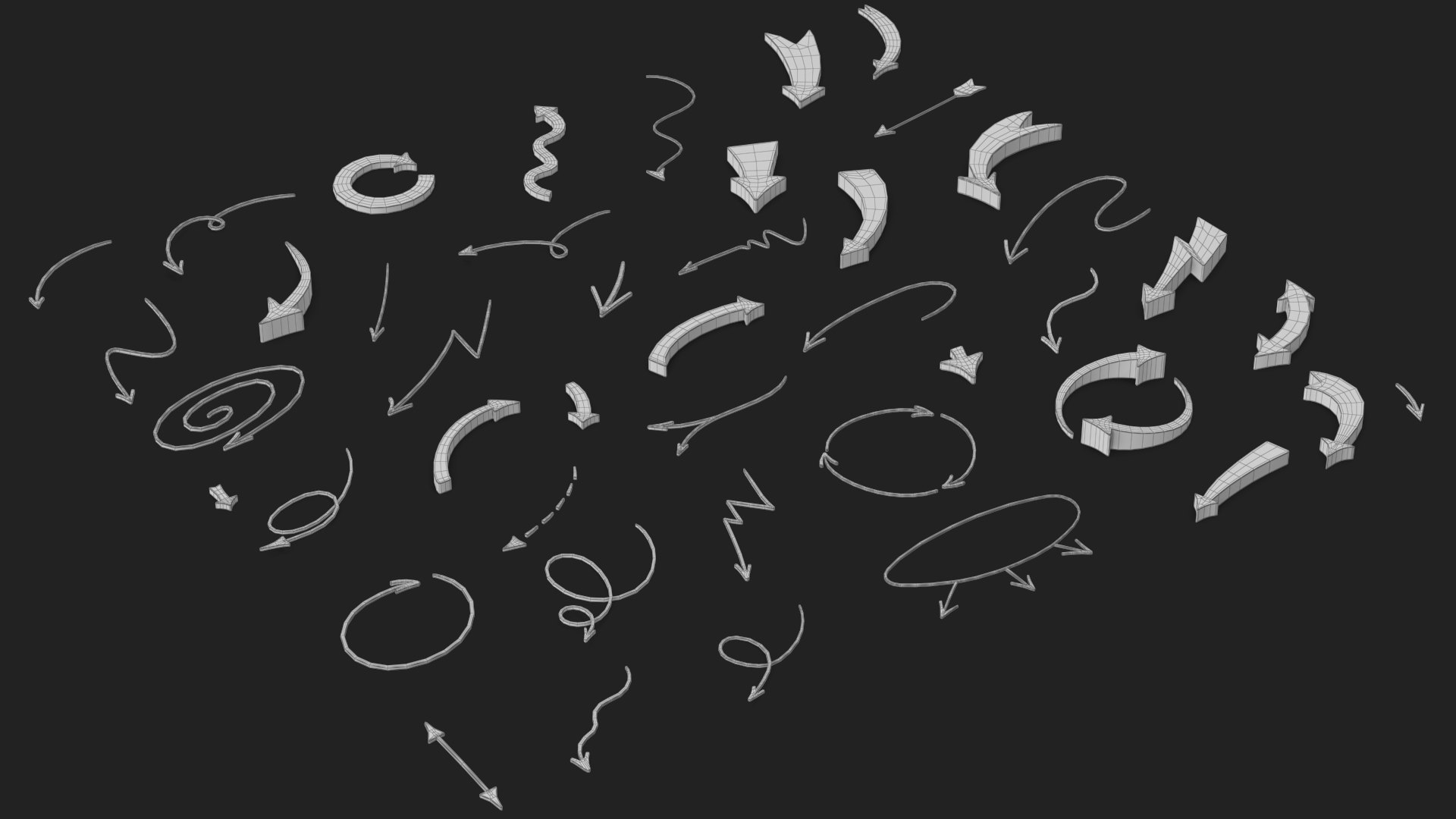3D Arrow Set https://p.turbosquid.com/ts-thumb/rl/ebx8Gn/N8/wireframe_06/jpg/1707985967/1920x1080/fit_q87/88f6b834d3cde1ef1ca7f4de9f6ac197a4e022f6/wireframe_06.jpg