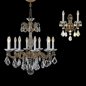 Schonbek la scala 5474-74 5070-48  chandelier & wall lamp set