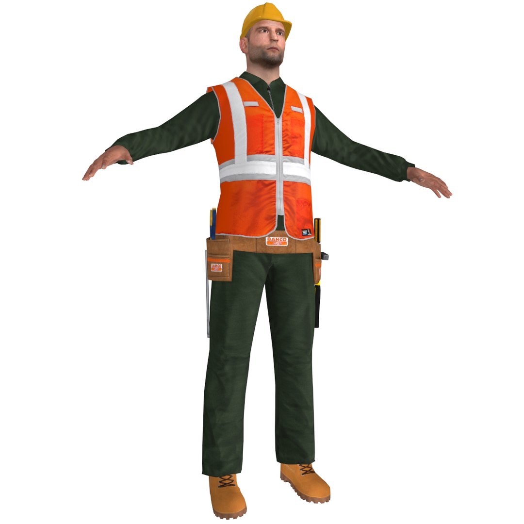 3d worker man model
