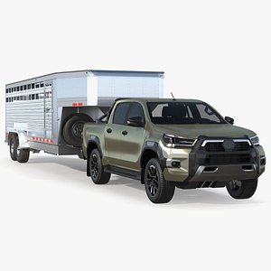 Pickup Truck with Livestock Transport Trailer