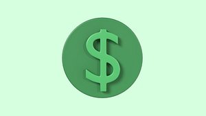 Low Poly Dollar Coin Icon Finance Currency Symbol 3D