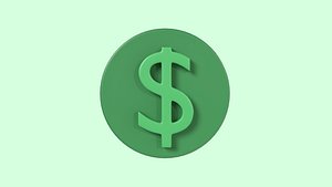 Low Poly Dollar Coin Icon Finance Currency Symbol