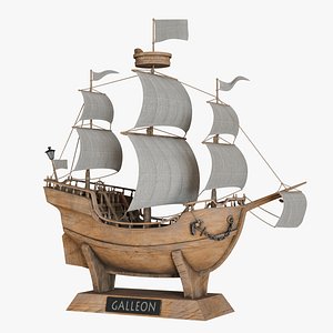 Cartoon Galleon Realistic Stand Model