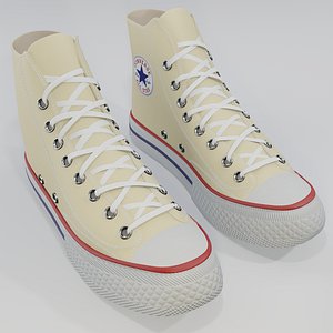 3D model Basketball Leather Shoes Converse All Star Light Yellow