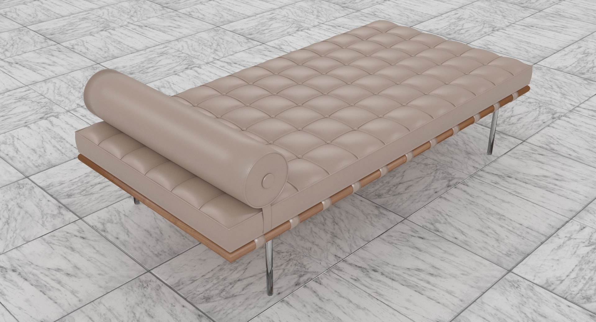 knoll 米色皮革巴塞罗那沙发3d模型