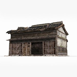 3D A dilapidated house after an ancient war in Asia
