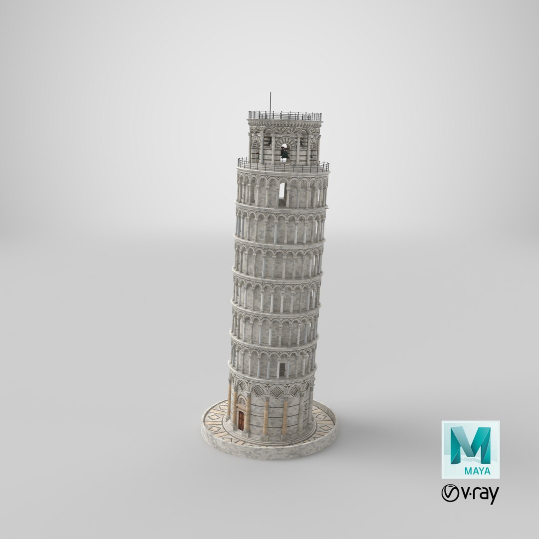 3D leaning tower pisa model https://p.turbosquid.com/ts-thumb/rm/FxNZJv/2xfYJLcX/stemcell_maya_vray_render/png/1598161202/1920x1080/fit_q87/5829e33cfe5ee8df6ed75e752b89205b50374a2c/stemcell_maya_vray_render.jpg