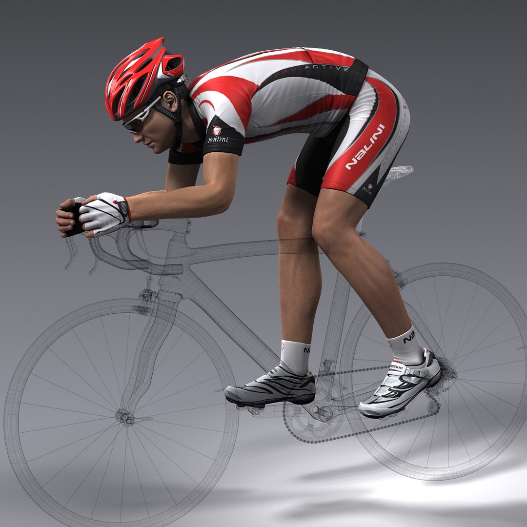 rigged bicycle rider 3d model