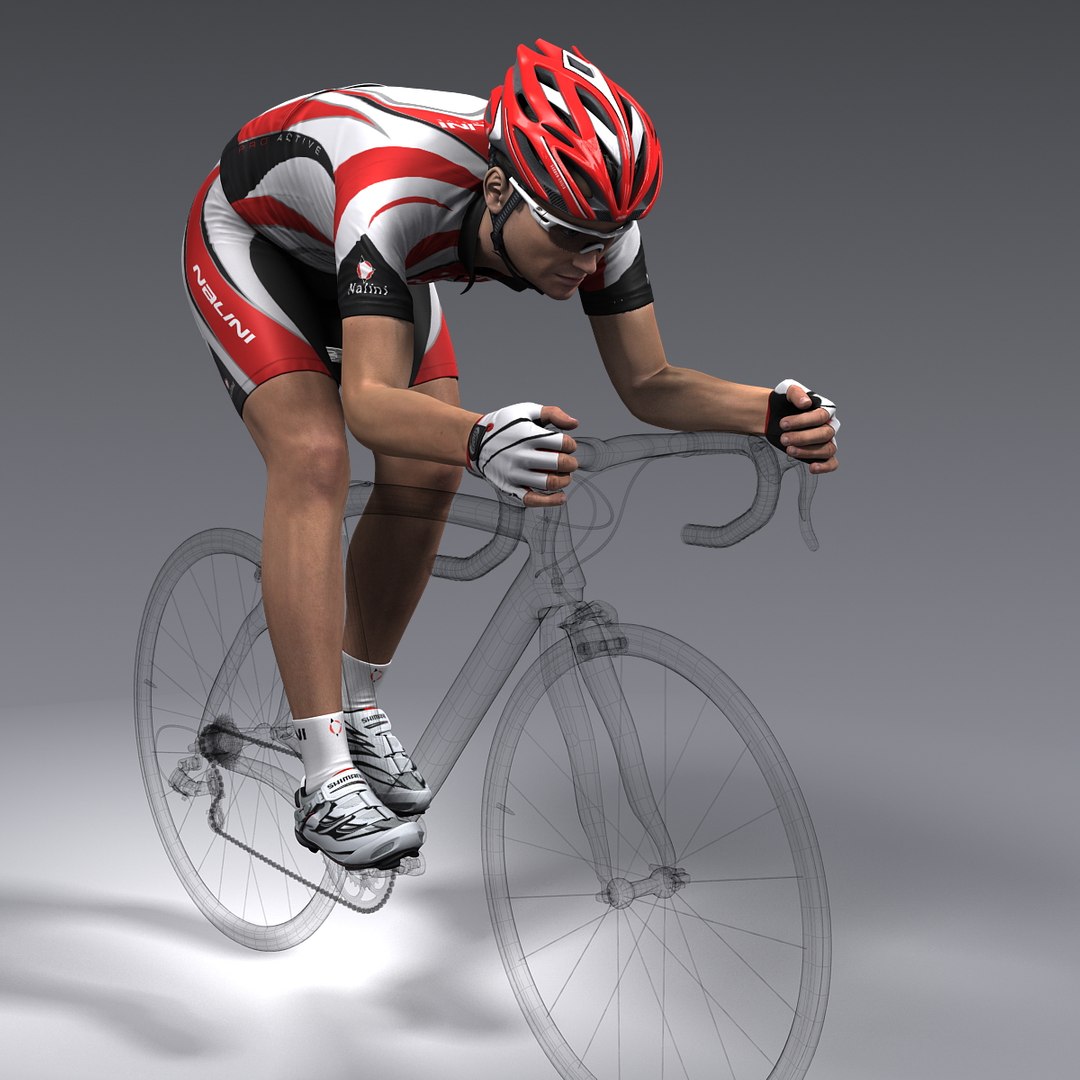 rigged bicycle rider 3d model