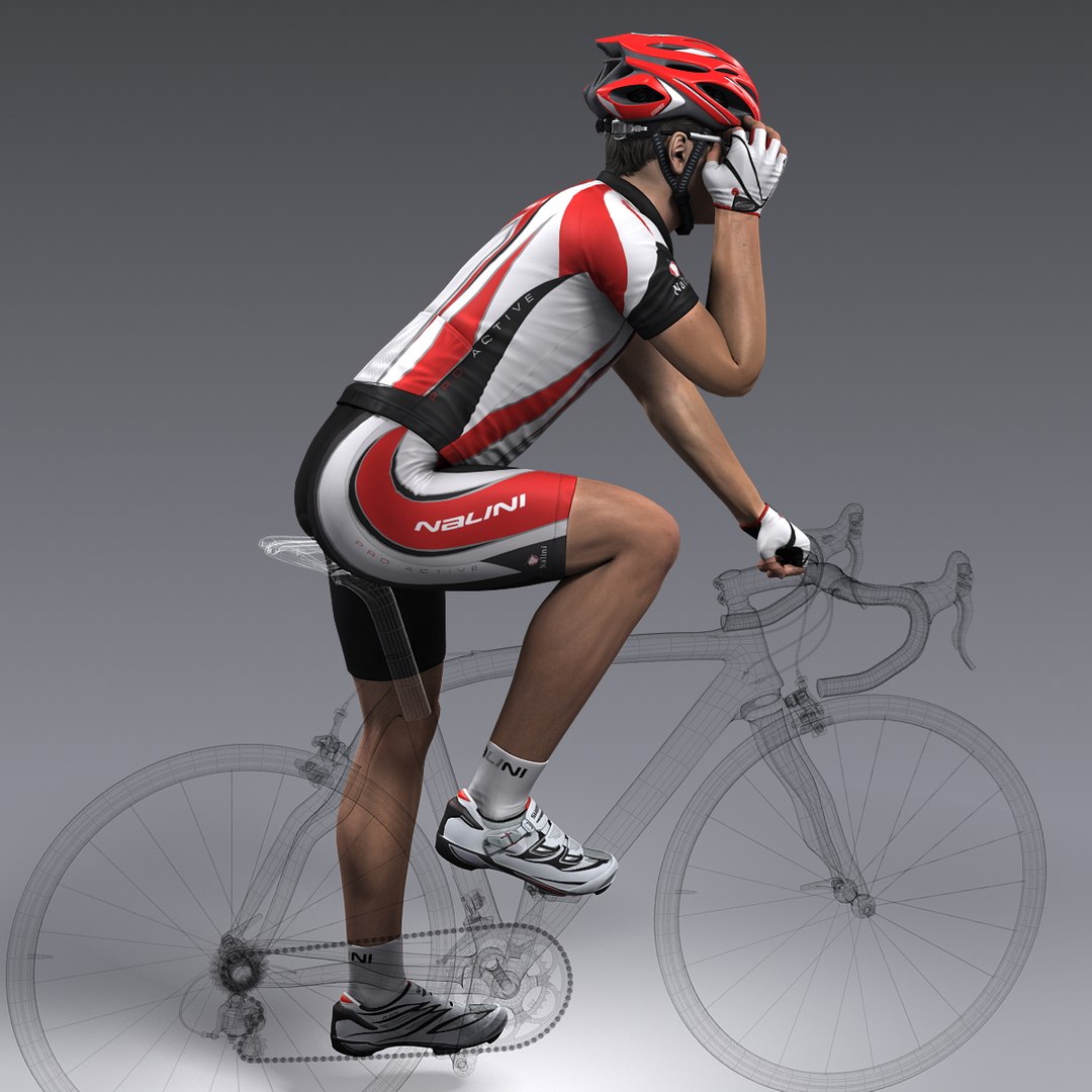 Rigged Bicycle Rider 3d Model
