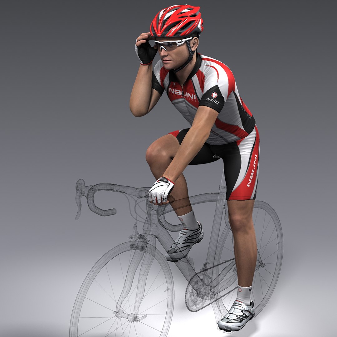 Rigged Bicycle Rider 3d Model