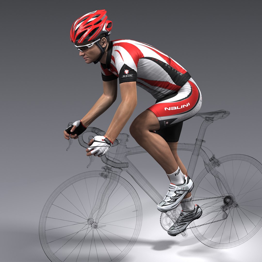 Rigged Bicycle Rider 3d Model