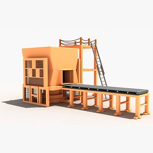 3d cartoon block machine model