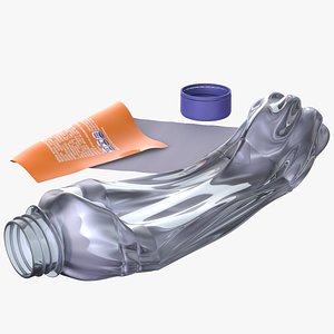 3D plastic bottle crushed model