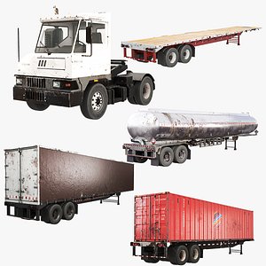 Aged yard Tractor and Trailers Bundle