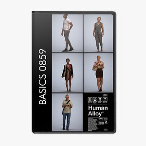 3D Basics0859 - A set containing 5 models of male and female adults walking in casual attire in public