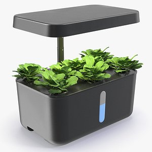 3D Smart Indoor Hydroponic Garden with Herbs Black