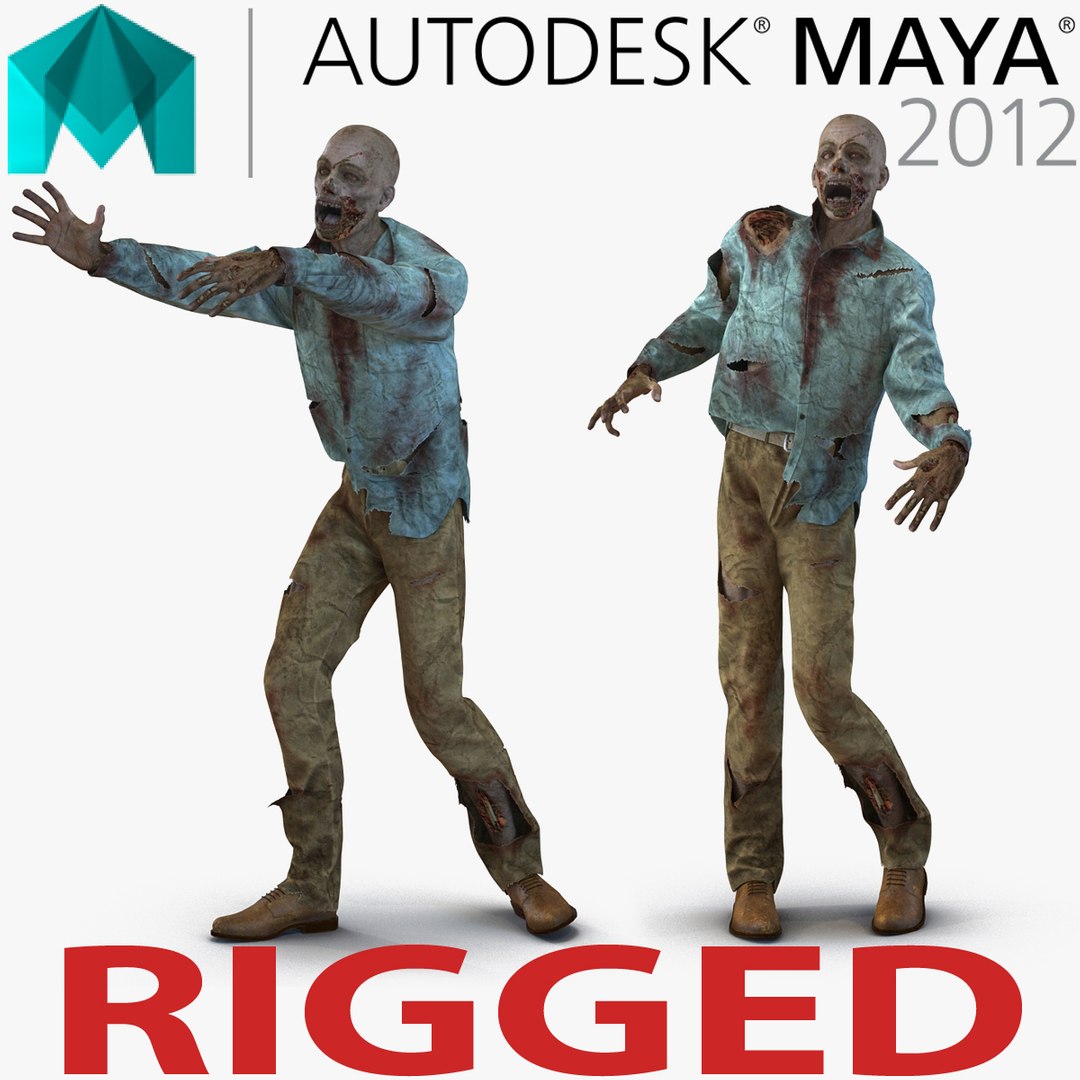 Zombie Rigged for Maya 3D model preview