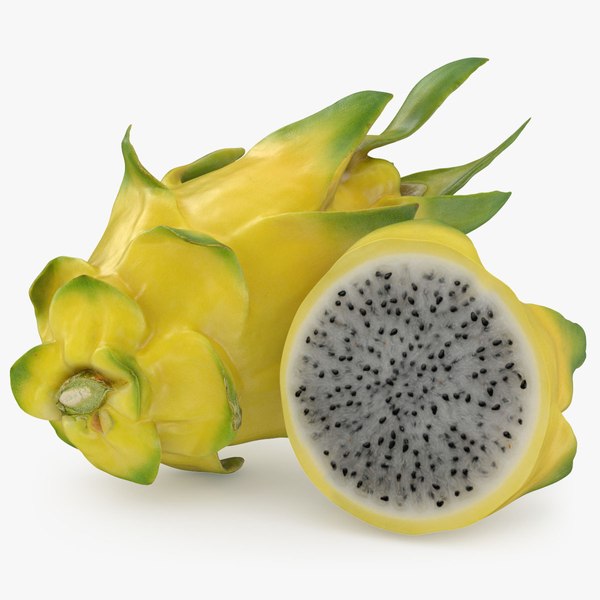 3D Yellow Dragon Fruit Whole Cut