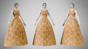 Dress 32 Amber Bloom Brocade model