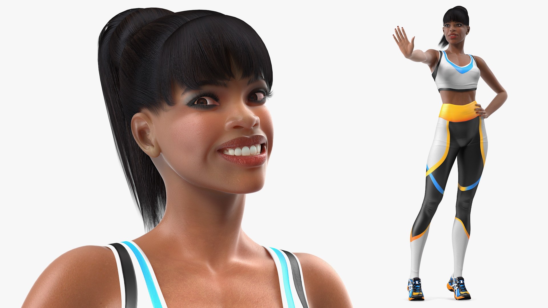 Light Skin Fitness Woman Rigged 3D model preview