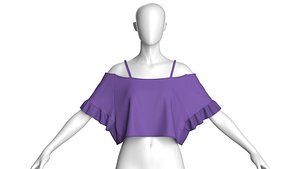 Girls Cropped Blouse 3D