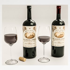 red wine bottle 3D