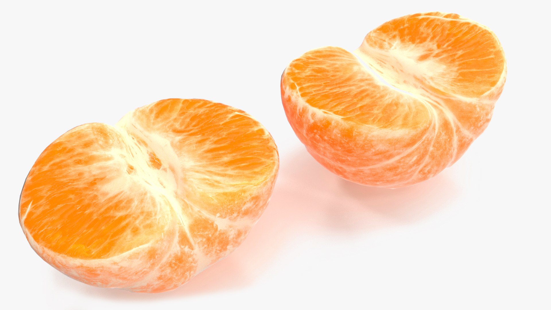 Peeled Mandarin Fruit Split in Two Halves 3D model preview