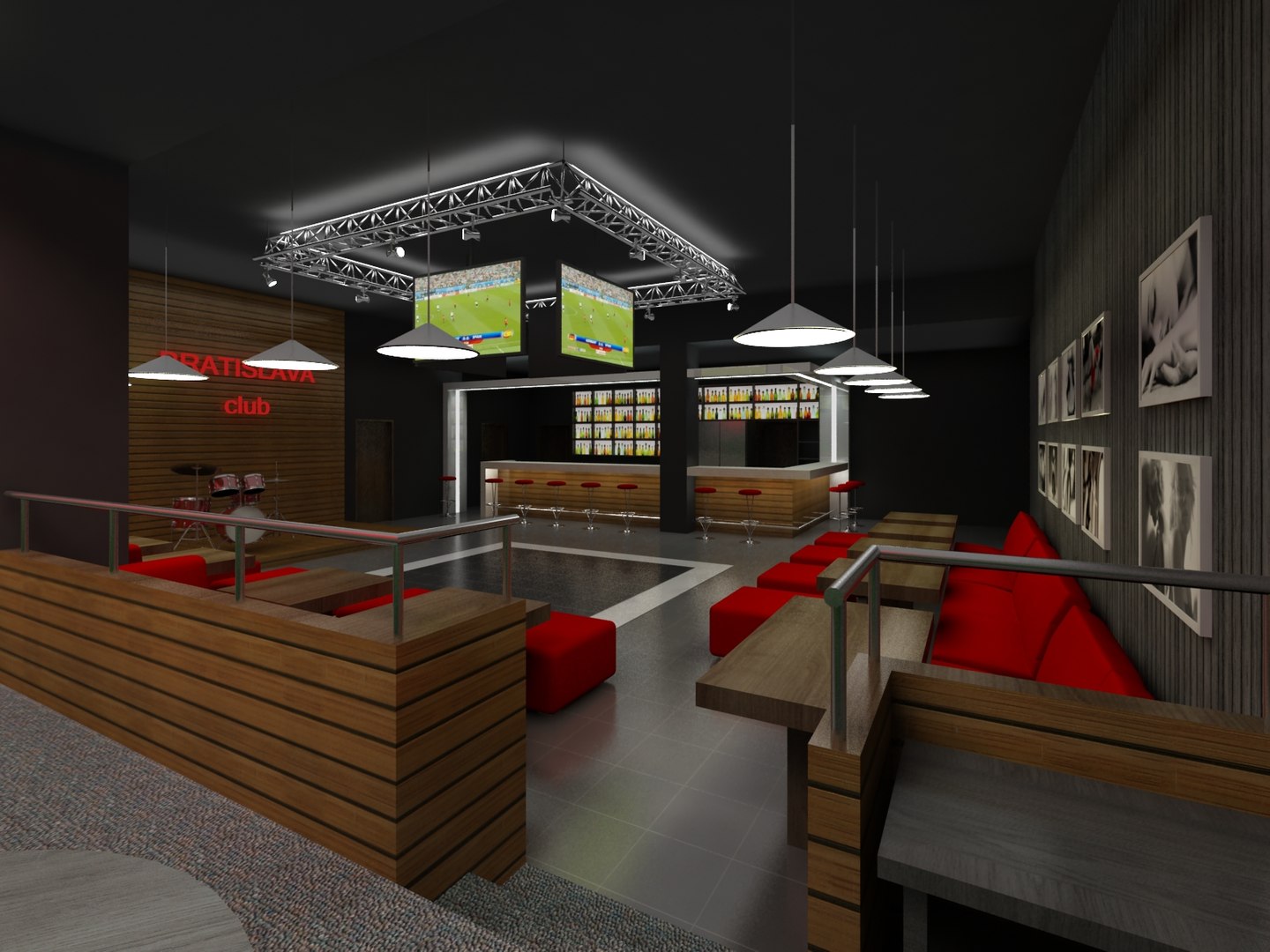 Interior Sport Bar 3d Max