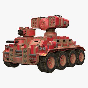 3D Military APC-1-Red-Dirty