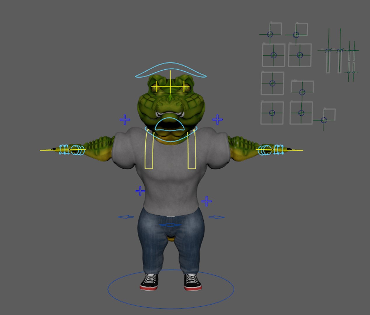 3D Stylized Anthropomorphic Crocodile Character Rigged Game Ready PBR ...